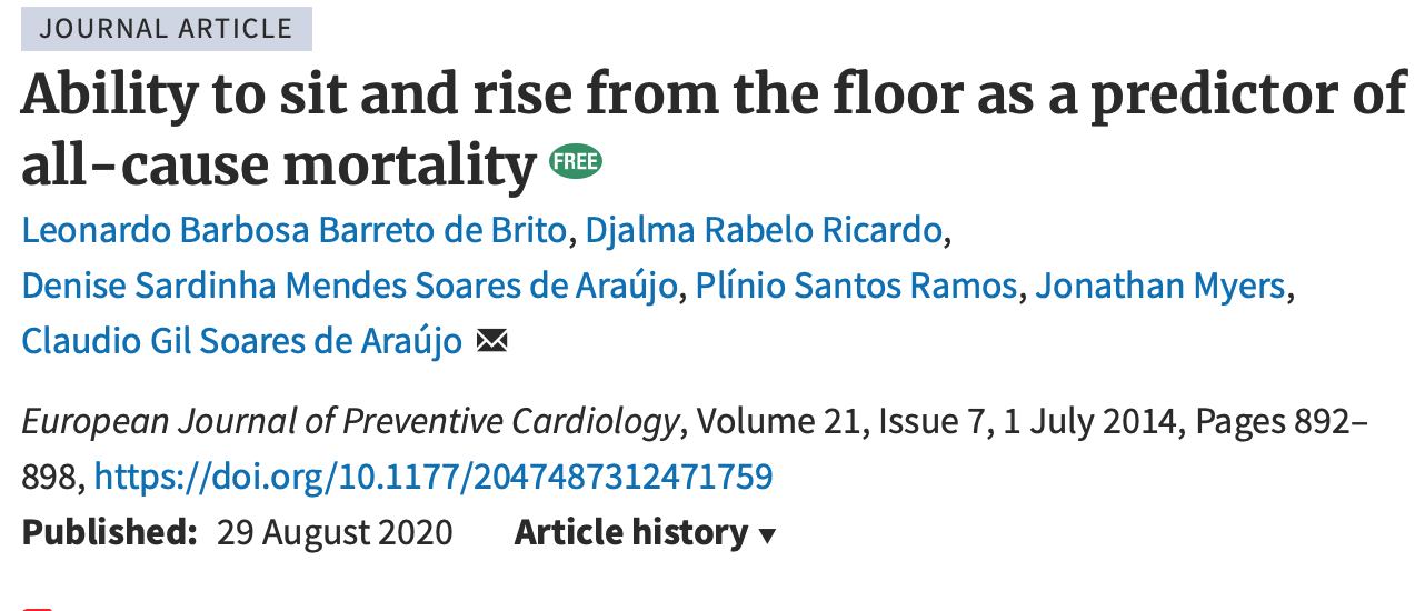 Ability to sit and rise from the floor as a predictor of all-cause mortality